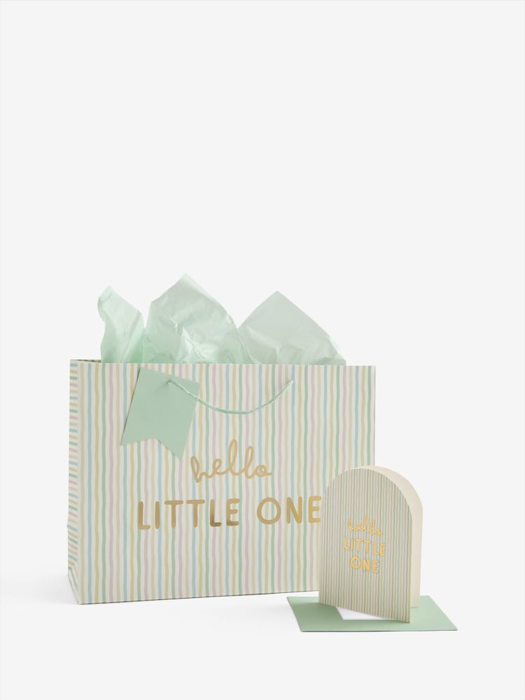 Pruhovaná Sada dárkové tašky a přáníčka pro miminka - Obrázek 3 z 3