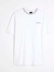 River Island White Slim Fit Les Amis Ringer 100% Cotton T-Shirt - Image 5 of 6