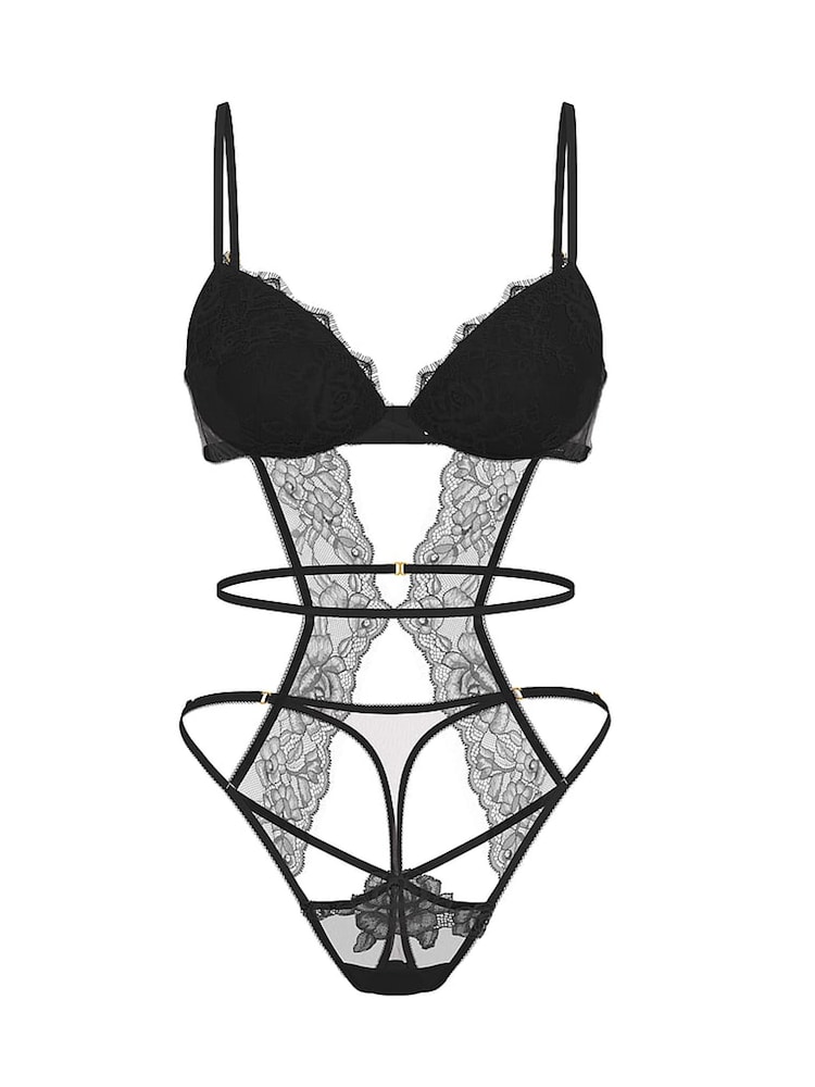 Victoria's Secret Black Lace Lightly Lined Bodysuit - Image 3 of 3