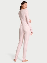 Victoria's Secret Pretty Blossom Stripe Pink Thermal Onesie - Image 2 of 2