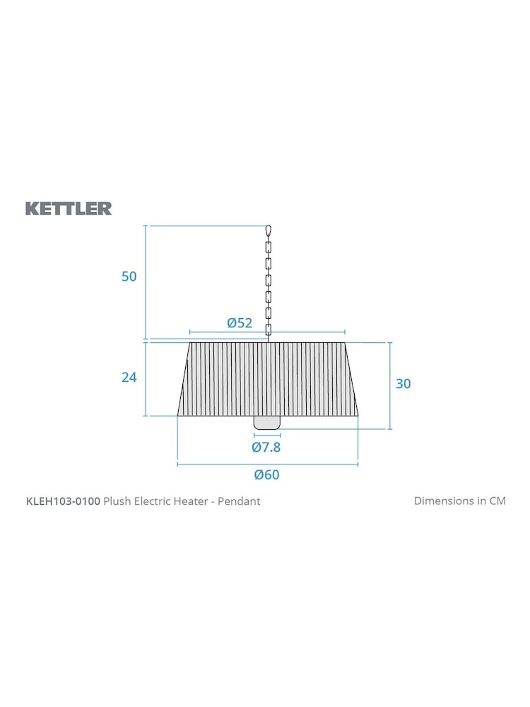 Kettler Grey Plush Pendant Electric Heater - Image 4 of 4