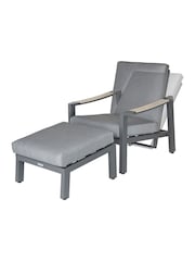 Kettler Grey Elba Relaxer with Footstool and Cushion - Image 1 of 3
