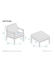 Kettler Grey Elba Relaxer with Footstool and Cushion - Image 2 of 3