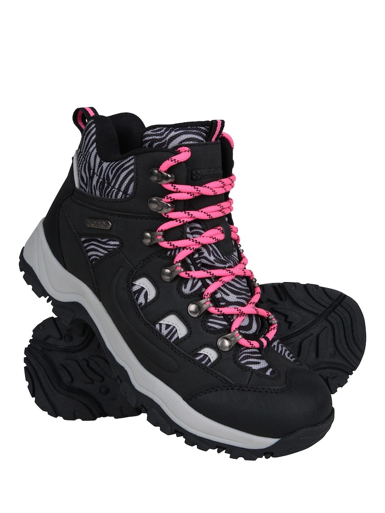 Mountain Warehouse Black/Pink Womens Adventurer Printed Waterproof Boots - Image 1 of 7