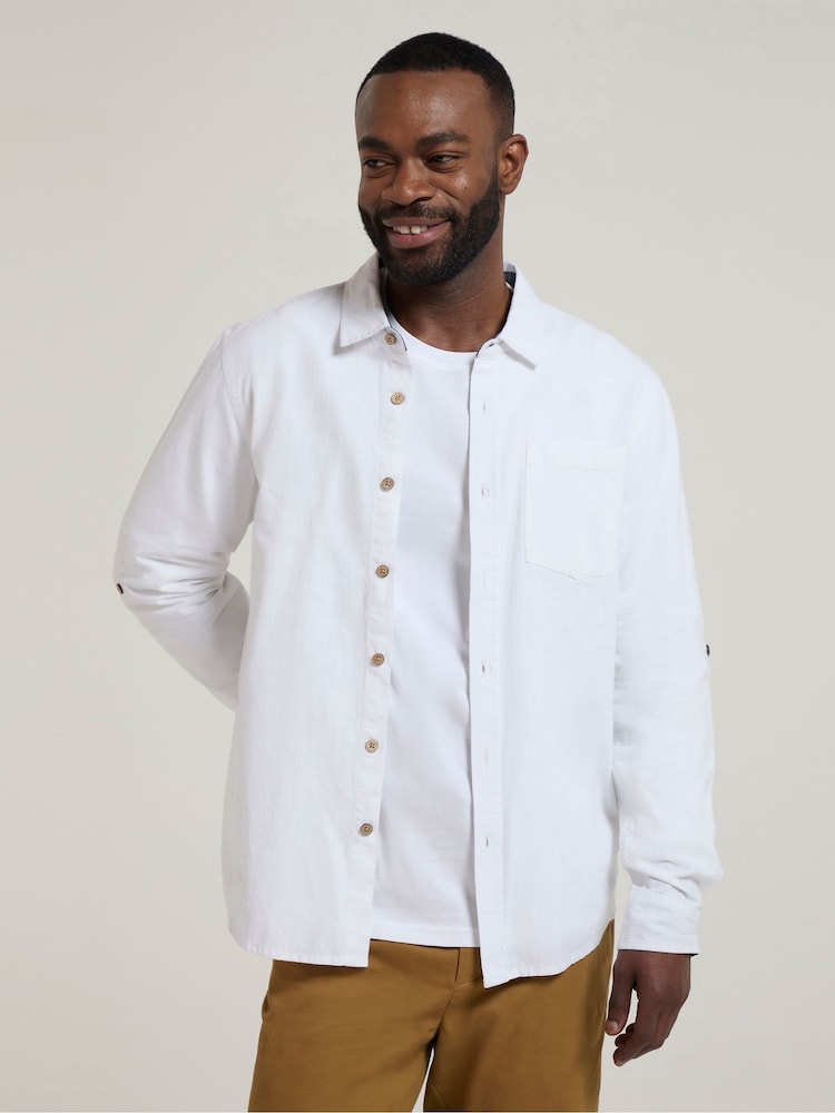 Mountain Warehouse White Mens Coconut Textured Long Sleeved 100% Cotton Shirt - Image 1 of 4