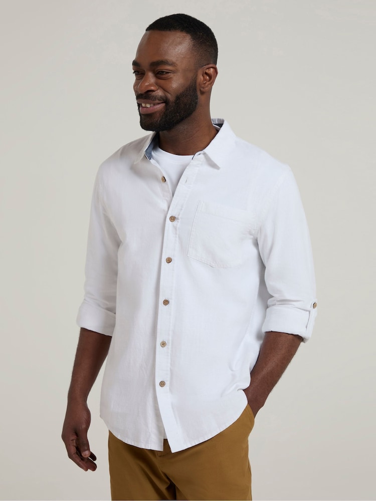 Mountain Warehouse White Mens Coconut Textured Long Sleeved 100% Cotton Shirt - Image 2 of 4