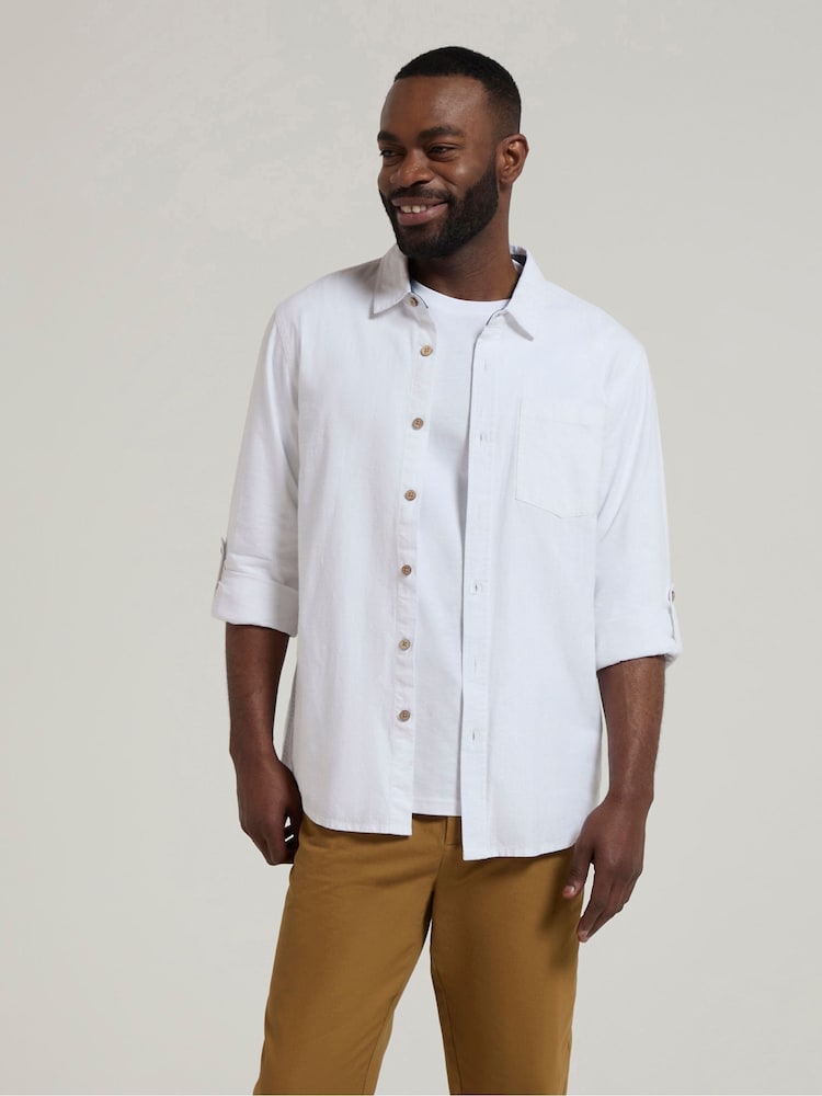 Mountain Warehouse White Mens Coconut Textured Long Sleeved 100% Cotton Shirt - Image 4 of 4
