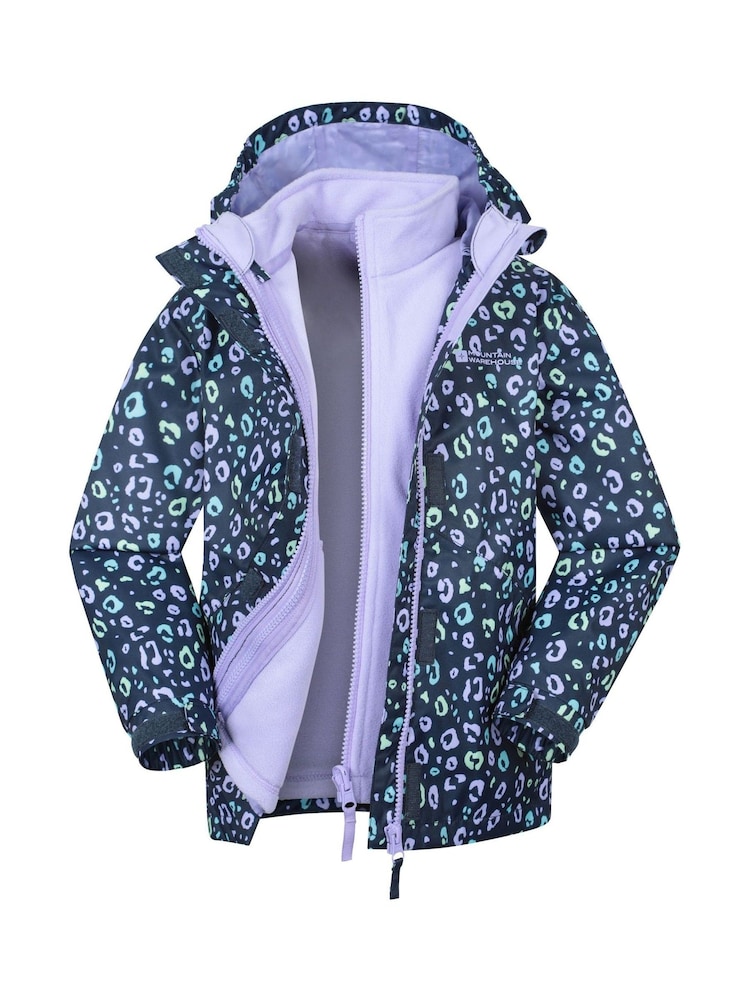 Mountain Warehouse Blue Kids Aries Printed Waterproof 3-in-1 Jacket - Image 1 of 7