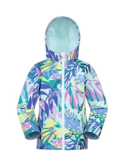 Mountain Warehouse Blue/Pink Exodus Kids Printed Water-Resistant Softshell Jacket - Image 1 of 5