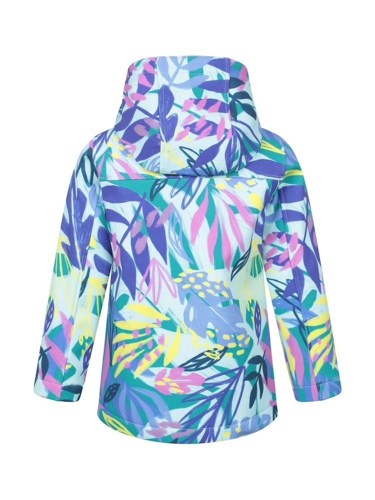 Mountain Warehouse Blue/Pink Exodus Kids Printed Water-Resistant Softshell Jacket - Image 3 of 5