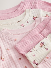 Pink Ditsy Floral Snuggle Pyjamas 3 Pack (9mths-12yrs) - Image 9 of 10