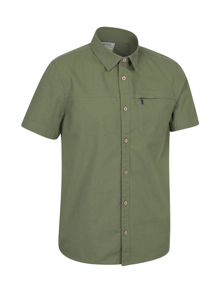 Mountain Warehouse Green Mens Coconut Slub Texture Short Sleeve 100% Cotton Shirt - Image 2 of 5