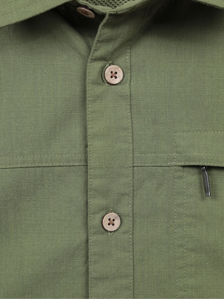 Mountain Warehouse Green Mens Coconut Slub Texture Short Sleeve 100% Cotton Shirt - Image 5 of 5