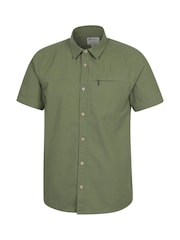 Mountain Warehouse Green Mens Coconut Slub Texture Short Sleeve 100% Cotton Shirt - Image 8 of 9