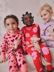 Red/Pink Stampy Print Snuggle Pyjamas 3 Pack (9mths-12yrs) - Image 2 of 11
