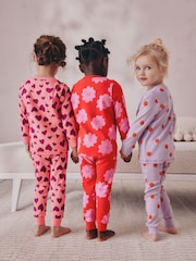 Red/Pink Stampy Print Snuggle Pyjamas 3 Pack (9mths-12yrs) - Image 3 of 11