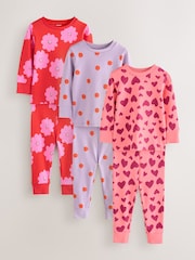Red/Pink Stampy Print Snuggle Pyjamas 3 Pack (9mths-12yrs) - Image 5 of 11