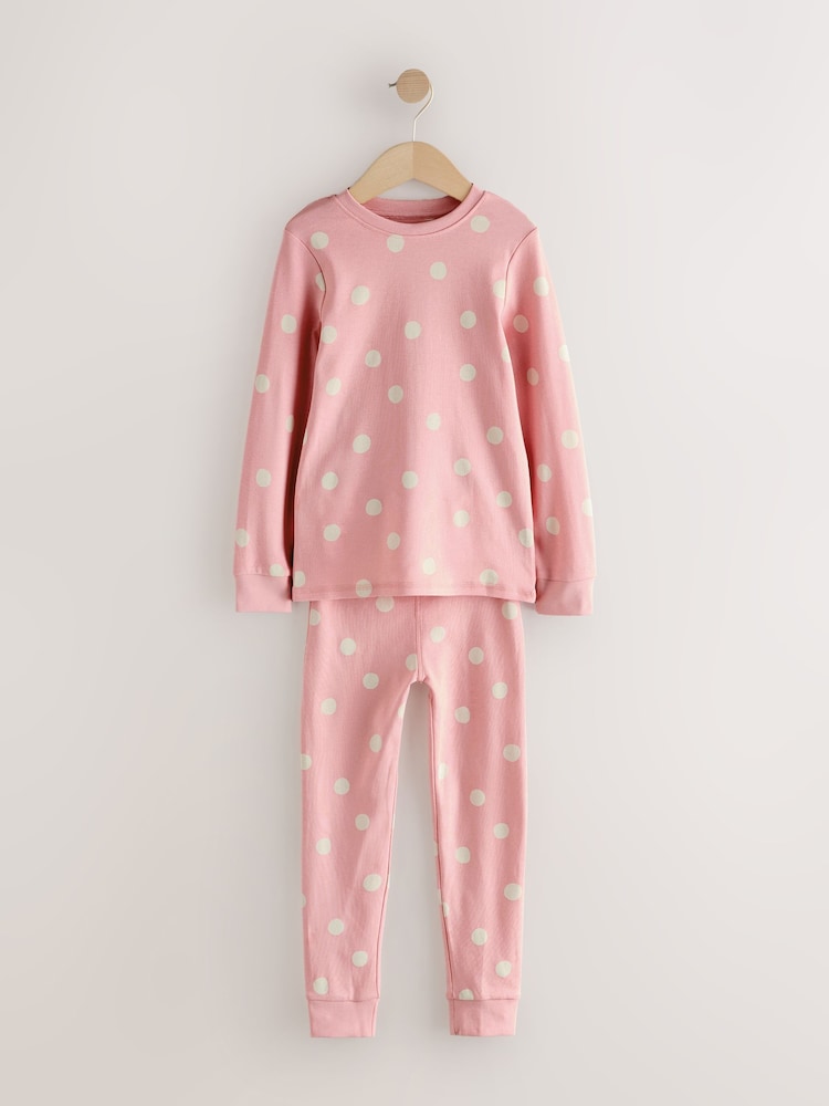 Pink/White Star/Heart Snuggle Pyjamas 3 Pack (9mths-12yrs) - Image 2 of 7