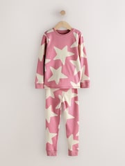 Pink/White Star/Heart Snuggle Pyjamas 3 Pack (9mths-12yrs) - Image 4 of 7