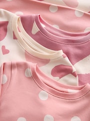 Pink/White Star/Heart Snuggle Pyjamas 3 Pack (9mths-12yrs) - Image 7 of 7