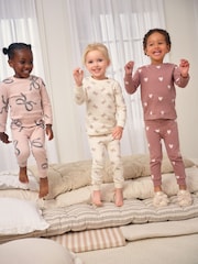 Ecru/Brown Bow Print Snuggle Pyjamas 3 Pack (9mths-12yrs) - Image 2 of 12