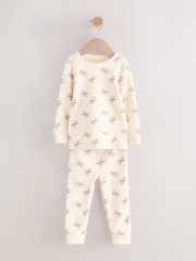 Ecru/Brown Bow Print Snuggle Pyjamas 3 Pack (9mths-12yrs) - Image 6 of 12