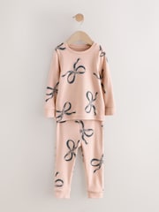 Ecru/Brown Bow Print Snuggle Pyjamas 3 Pack (9mths-12yrs) - Image 8 of 12
