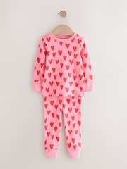Red/Pink Hearts Snuggle Pyjamas 1 Pack (9mths-10yrs) - Image 1 of 4