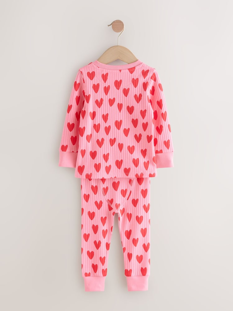 Red/Pink Hearts Snuggle Pyjamas 1 Pack (9mths-10yrs) - Image 2 of 4