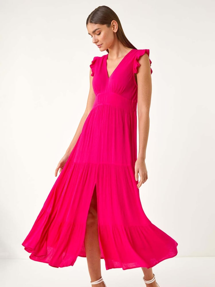 Rosa - Roman Crinkle Tiered Frill Maxi Dress - Imagen 2 de 5 Rosa - Roman Crinkle Tiered Frill Maxi Dress - Imagen 2 de 5