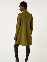 Roman Green Yoke Stitch High Neck Knit Dress - Image 3 of 5