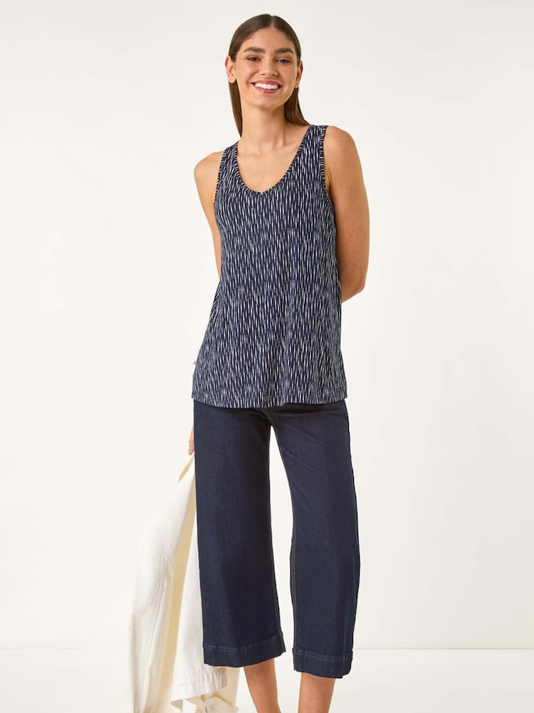 Roman Blue Abstract Print Cami Stretch Vest Top - Image 2 of 5