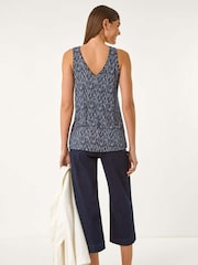 Roman Blue Abstract Print Cami Stretch Vest Top - Image 3 of 5