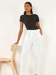 Белый - Roman Seam Detail Cropped Stretch Trousers - Изображение 1 из 5