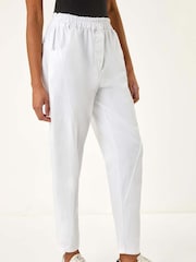 Белый - Roman Seam Detail Cropped Stretch Trousers - Изображение 3 из 5