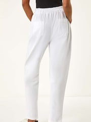 Белый - Roman Seam Detail Cropped Stretch Trousers - Изображение 4 из 5