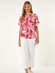 Roman Abstract Ruched Side Stretch Blouse - Imagem 2 de 5
