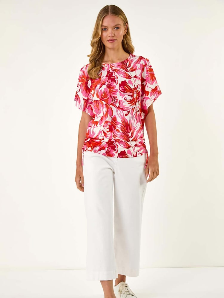 Roman Abstract Ruched Side Stretch Blouse - Imagem 2 de 5