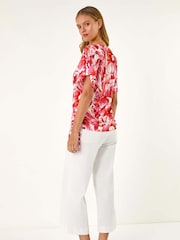 Roman Abstract Ruched Side Stretch Blouse - Imagem 3 de 5