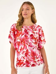 Roman Abstract Ruched Side Stretch Blouse - Imagem 4 de 5