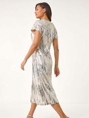 Roman Metallic Sequin Shimmer Midi Dress - Image 2 of 5