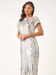 Roman Metallic Sequin Shimmer Midi Dress - Image 4 of 5