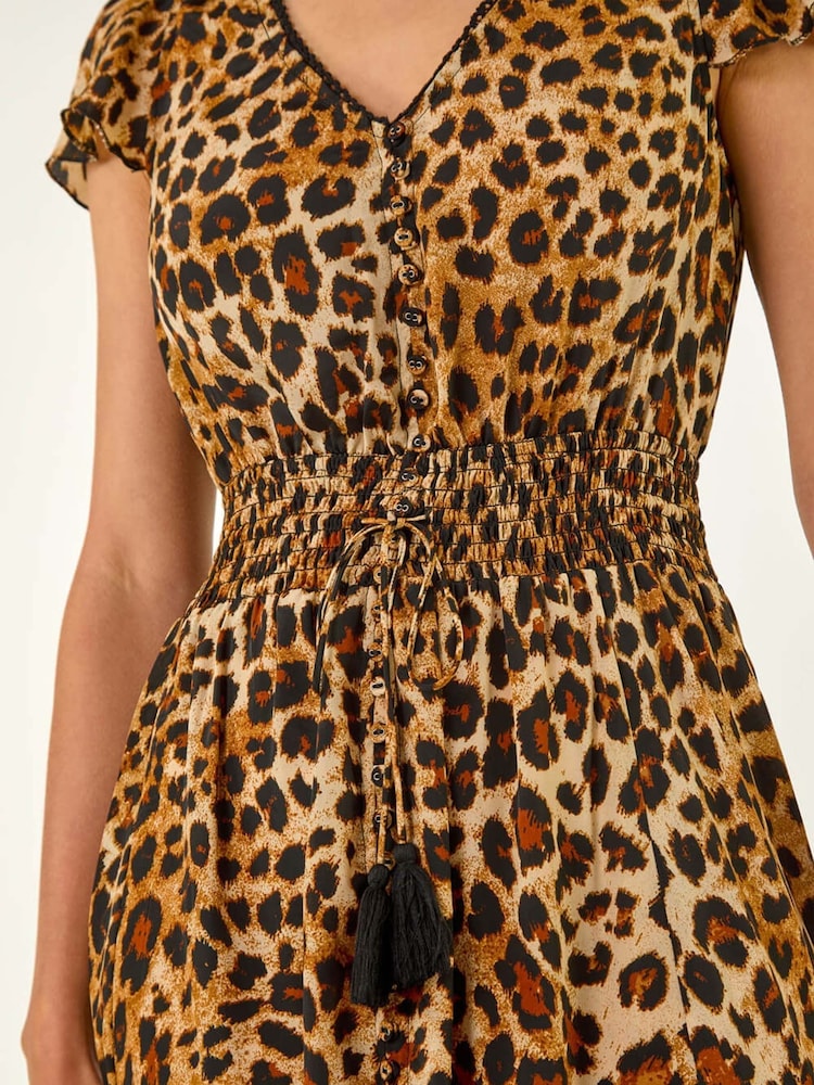 Vestido maxi franzido com estampa animal romana - Imagem 2 de 5