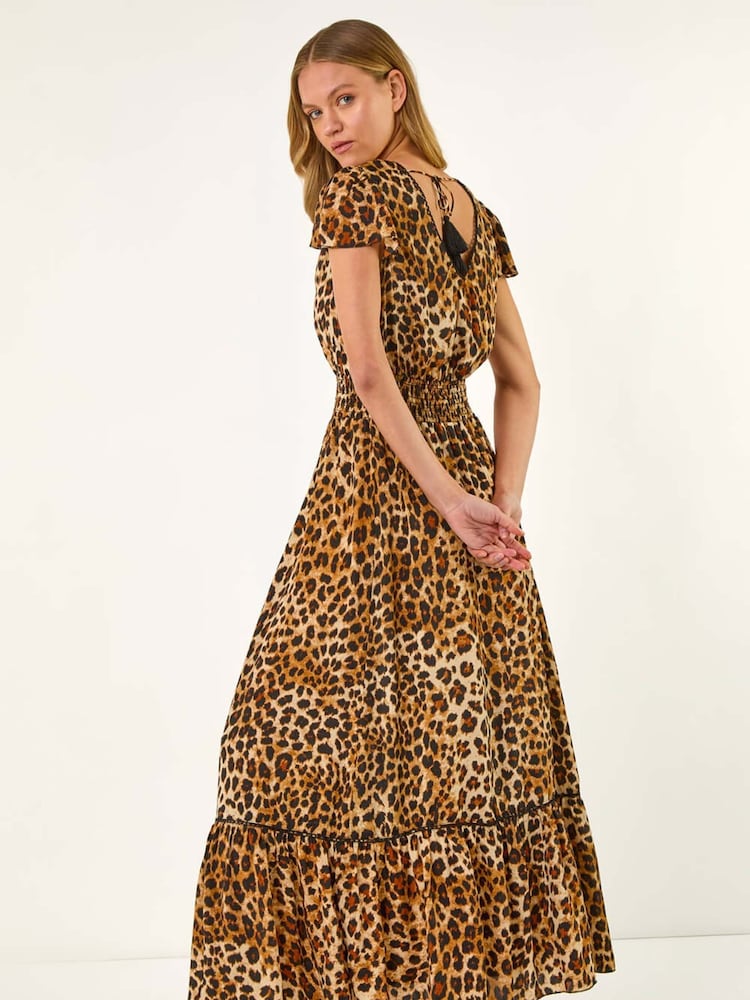 Vestido maxi franzido com estampa animal romana - Imagem 5 de 5