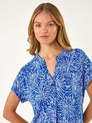 Roman Blue Abstract Print V-Neck Stretch Tunics - Image 2 of 5