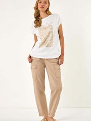 Roman Cream Daffodil Print 100% Cotton T-Shirt - Image 2 of 5