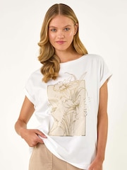 Roman Cream Daffodil Print 100% Cotton T-Shirt - Image 4 of 5
