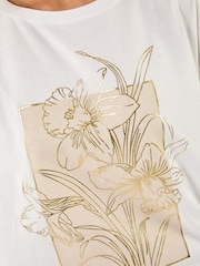 Roman Cream Daffodil Print 100% Cotton T-Shirt - Image 5 of 5