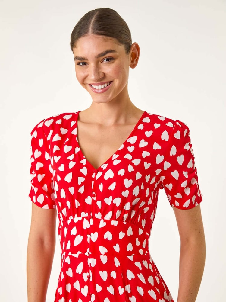 heart print dress for women Long Maria up moment Buy Roman Red Heart Print