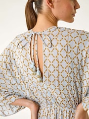 Roman Blue Shimmer Boho Border Maxi Dress - Image 5 of 5
